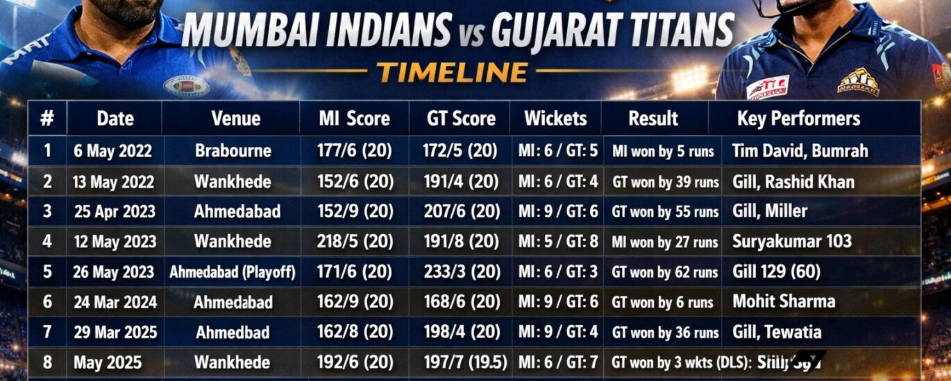 mumbai indians vs gujarat titans timeline