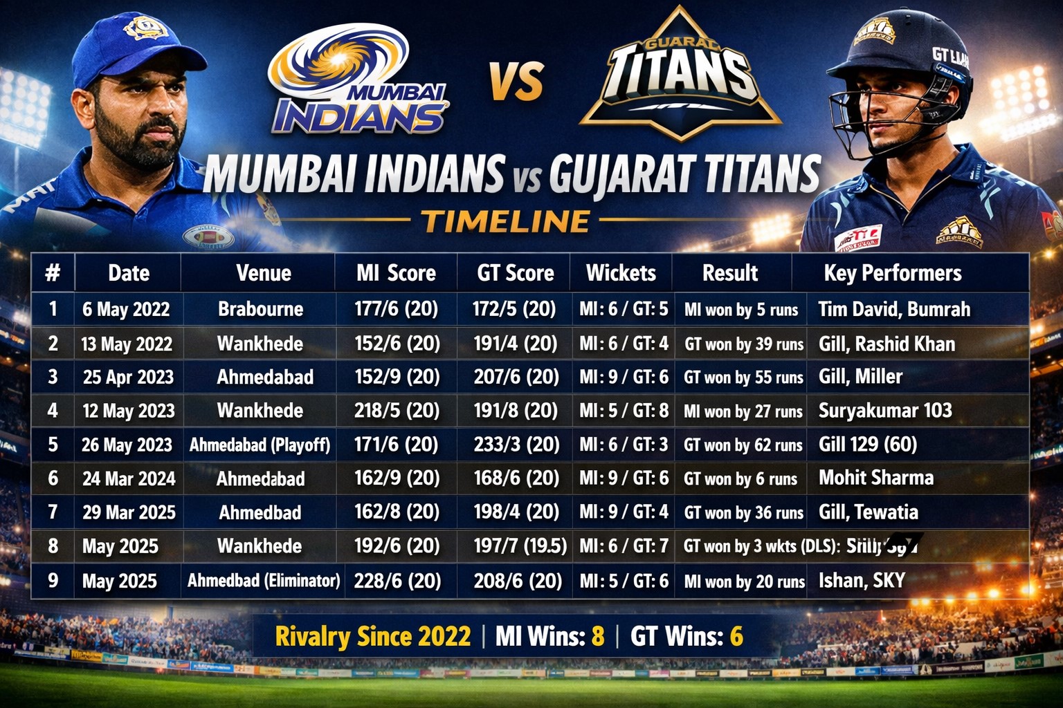 Mumbai Indians vs Gujarat Titans Timelin...